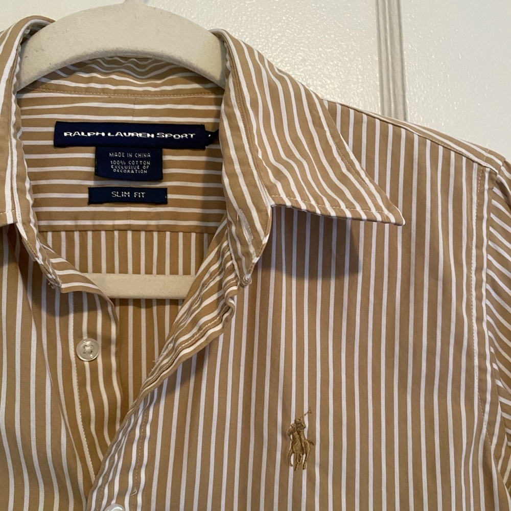 Ralph Lauren Sport | Tan and White Striped Shirt